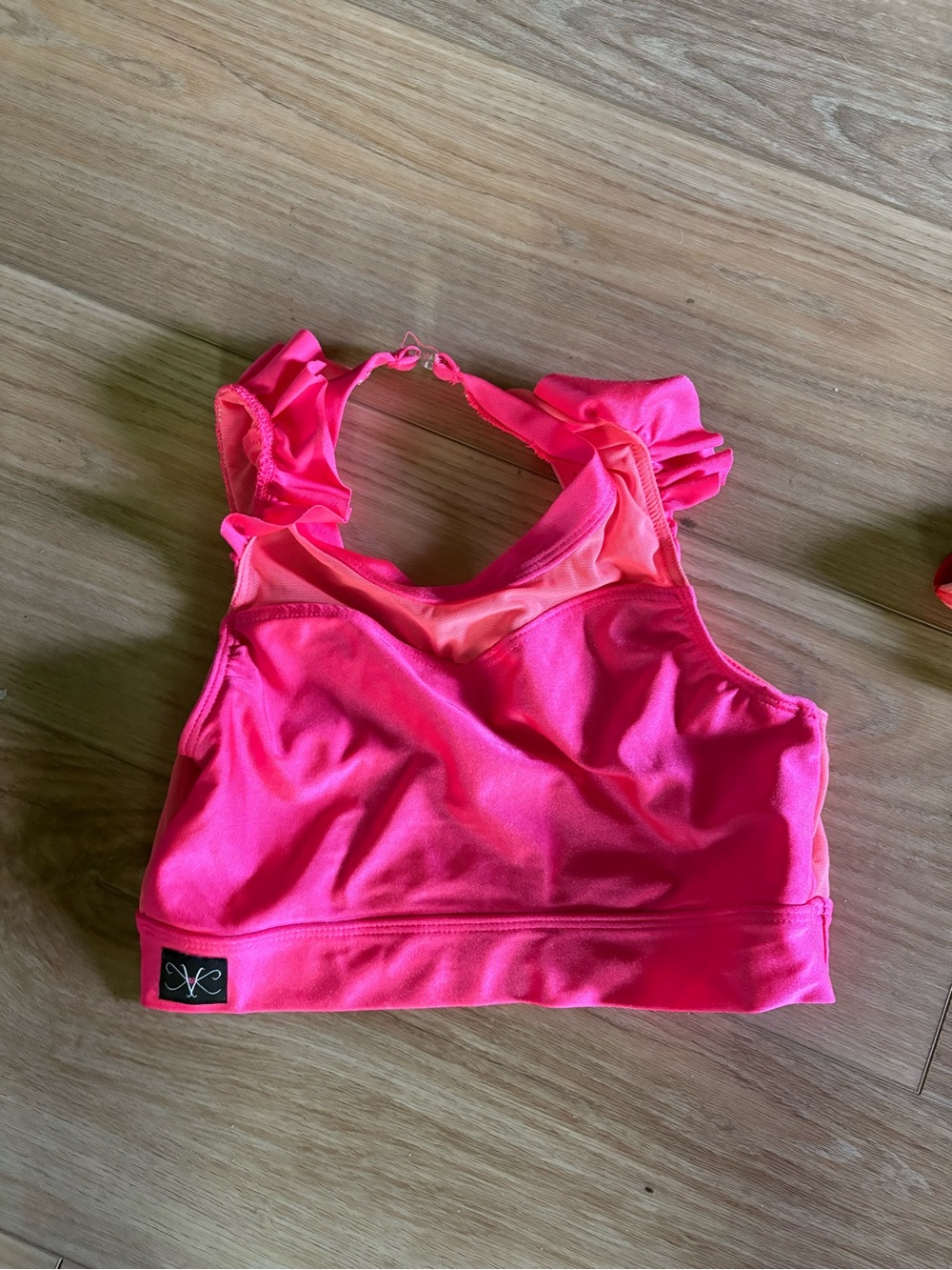 Girls' Ruffle Strap Dance Crop Top - Bright Pink